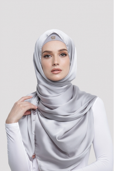 SATIN SILK SHAWL - GLACIER GREY SATIN SILK SHAWL - GLACIER GREY